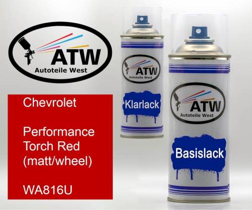 Chevrolet, Performance Torch Red (matt/wheel), WA816U: 400ml Sprühdose + 400ml Klarlack - Set, von ATW Autoteile West.